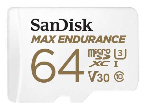 Paměťová karta microSDXC SanDisk Max Endurance - 64 GB, SD adaptér, Video Class V30, UHS-I U3, Cl.10