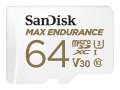 Paměťová karta microSDXC SanDisk Max Endurance - 64 GB, SD adaptér, Video Class V30, UHS-I U3, Cl.10