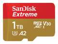 Paměťová karta microSDXC SanDisk Extreme - 1 TB, SD adaptér, A2, Video Class V30, UHS-I U3, Class10