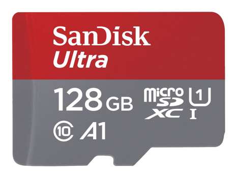 Paměťová karta microSDXC SanDisk Ultra - 128 GB, SD adaptér, A1, UHS-I U1, Class10, červeno-šedá