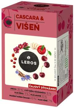 Bylinný čaj Leros - Čajový dýchánek, višeň a cascara, 20x 2 g