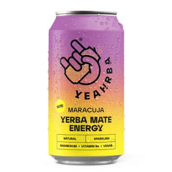 Vitamínová voda Yeahrba Mate - Maracuja, perlivá, plech, 12 x 0,33 l