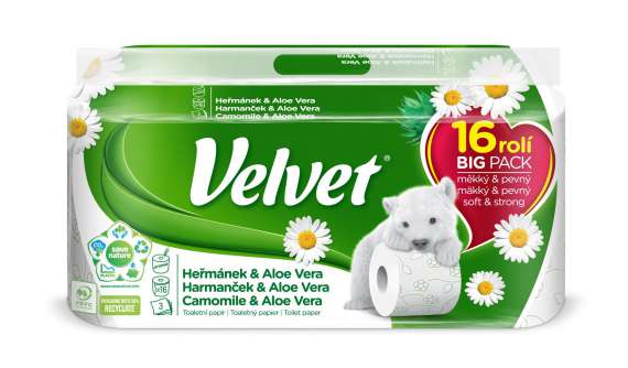 Toaletní papír Velvet - 3vrstvý, heřmánek, 16 rolí