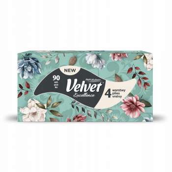 Papírové kapesníčky Velvet Excellence - 4vrstvé, 90 ks