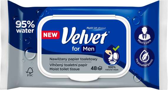 Vlhčený toaletní papír Velvet - For Men, 48 ks