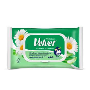 Vlhčený toaletní papír Velvet - Camomile, 48 ks