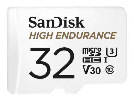 Paměťová karta microSDHC SanDisk High Endurance - 32 GB, SD adaptér, Video Class V30, UHS-I U3, C.10