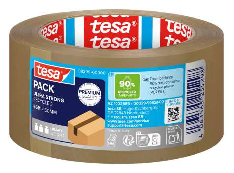 Balicí páska Tesa eco & ultra strong PET - ultra pevná, hnědá, 50 mm x 66 m, 1 ks