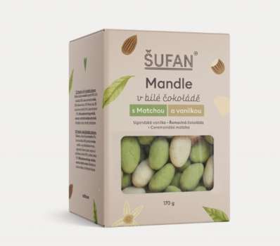 DÁREK: Mandle v bílé čokoládě s matchou a vanilkou