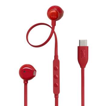 Sluchátka do uší JBL Tune 305C – USB-C, mikrofon, Hi-Res Audio, červená