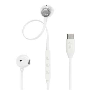 Sluchátka do uší JBL Tune 305C – USB-C, mikrofon, Hi-Res Audio, bílá