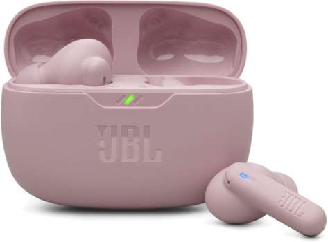Bezdrátová sluchátka JBL Wave Beam 2 – ANC, výdrž 40 h, odolnost IP54, růžová