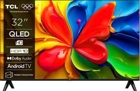 QLED Smart televize TCL 32S4K – úhlopříčka 81 cm, rozlišení HD, Dolby Audio, černá