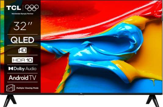 QLED Smart televize TCL 32V4C – úhlopříčka 80 cm, rozlišení HD Ready, Dolby Audio, černá