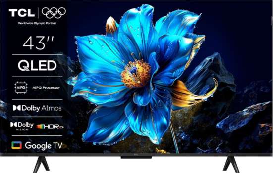 QLED Smart televize TCL 43P7K – úhlopříčka 109 cm, rozlišení 4K UHD, Dolby Vision, černá