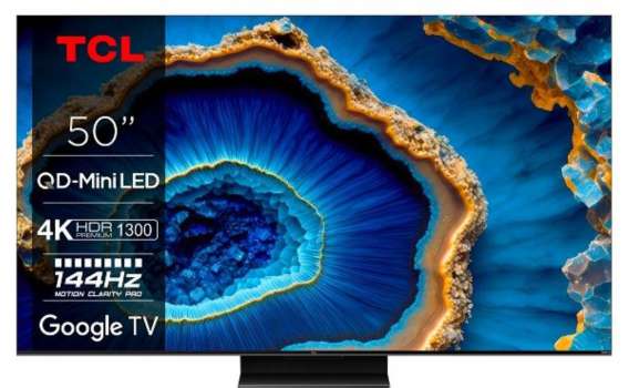 QD-Mini LED Smart televize TCL 50C803 – úhlopříčka 126 cm, rozlišení 4K UHD, Dolby Vision, černá