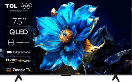 QLED Smart televize TCL 75P7K – úhlopříčka 191 cm, rozlišení 4K UHD, Dolby Atmos, černá