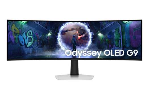 Počítačový herní monitor Samsung Odyssey OLED G9 – 49", OLED, 5120x1440, 240 Hz, zakřivený, stříbrný
