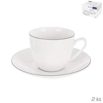 Sada šálků s podšálky na cappuccino Decora - 210 ml, porcelánová, bílá, sada 4 ks