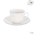 Sada šálků s podšálky na cappuccino Decora - 210 ml, porcelánová, bílá, sada 4 ks