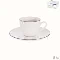 Sada šálků s podšálky na espresso Decora - 100 ml, porcelánová, bílá, sada 4 ks