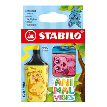 Zvýrazňovač STABILO BOSS MINI ANIMAL VIBES - sada 3 barev