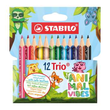 Pastelky STABILO Trio ANIMAL VIBES - sada 12 barev