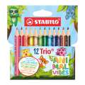 Pastelky STABILO Trio ANIMAL VIBES - sada 12 barev
