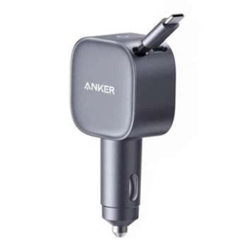 Nabíječka do auta Anker Nano – 75 W, navíjecí kabel USB-C, šedá