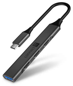 Externí USB-C hub Connect IT – 1× USB-A 3.0, 3× USB-A 2.0, antracitový