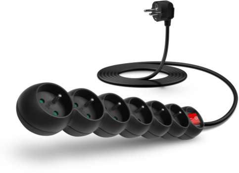 Prodlužovací kabel Connect IT 6 PowerRex – 230 V, 6 zásuvek, 3 m, s vypínačem, černý
