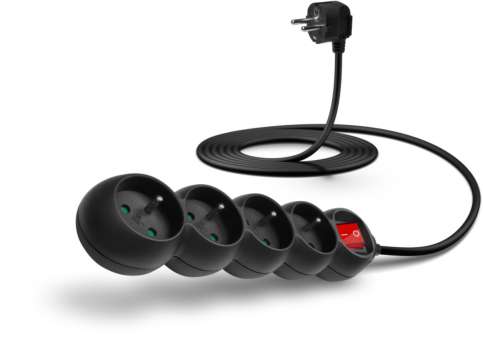 Prodlužovací kabel Connect IT 4 PowerRex – 230 V, 4 zásuvky, 3 m, s vypínačem, černý