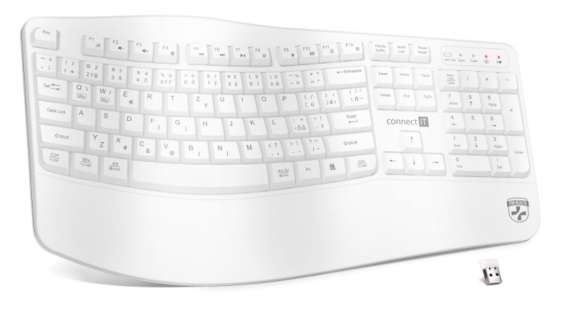 Ergonomická klávesnice Connect IT FOR HEALTH – CZ + SK verze, bílá