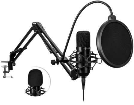 USB mikrofon Connect IT ProMic – se stolním ramenem, černý