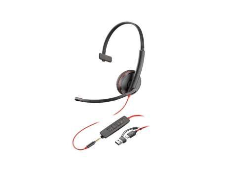 Náhlavní souprava HP Poly Blackwire 3215 – USB-C, 3,5 mm jack, mono, černá