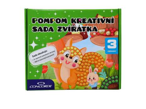 Kreativní sada CONCORDE Pompon Zvířátka - samolepicí obrázky, 565 ks