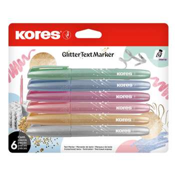 Zvýrazňovač Kores Glitter Text Marker - sada 6 metalických barev