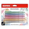 Zvýrazňovač Kores Glitter Text Marker - sada 6 metalických barev