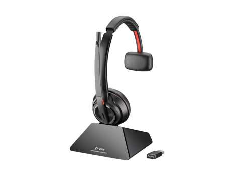 Náhlavní souprava HP Poly Savi 8210 Monaural DECT 1880-1900 MHz – horní část + nabíjecí stojan, čern