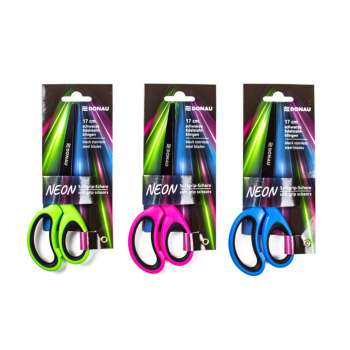 Nůžky Donau Neon Soft Grip - 17 cm, mix barev