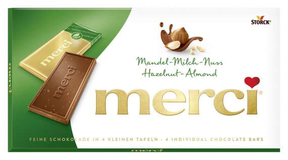 Čokoláda Merci - s oříšky a mandlemi, 100 g