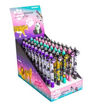Gumovací gelový roller Donau - click pen "Paw", mix motivů, display 50 ks
