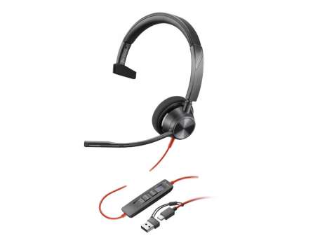 Náhlavní souprava HP Poly Blackwire 3310 – USB-A, mono, MS Teams, černá