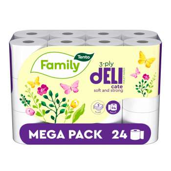 Toaletní papír Tento Family DELI - 3vrstvý, bílý, 24 rolí
