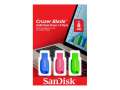 USB flash drive SanDisk Cruzer Blade - 32 GB, USB 2.0, elektricky modrá, zelená, růžová, 3 ks