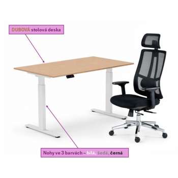 Ergonomický set nábytku - DUO, dub/kov