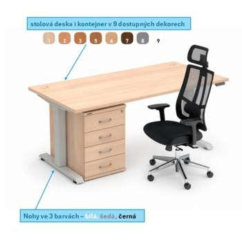 Ergonomický set nábytku - TRIO, lamino/kov
