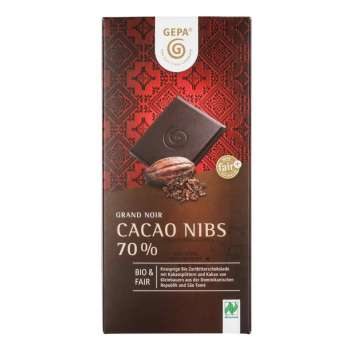 BIO hořká čokoláda 70% s kousky kakaa, 100 g