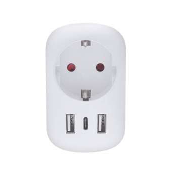 Cestovní adaptér Solight PA03USA – do USA, typ B, 2x USB-A, 1x USB-C, bílá
