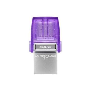 USB flash drive Kingston DataTraveler microDuo 3C – 64 GB, USB-C, USB-A, Purple